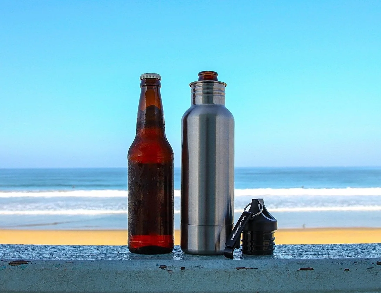 BottleKeeper insulated stainless-steel beer-bottle container, associated with inventor Adam Callinan