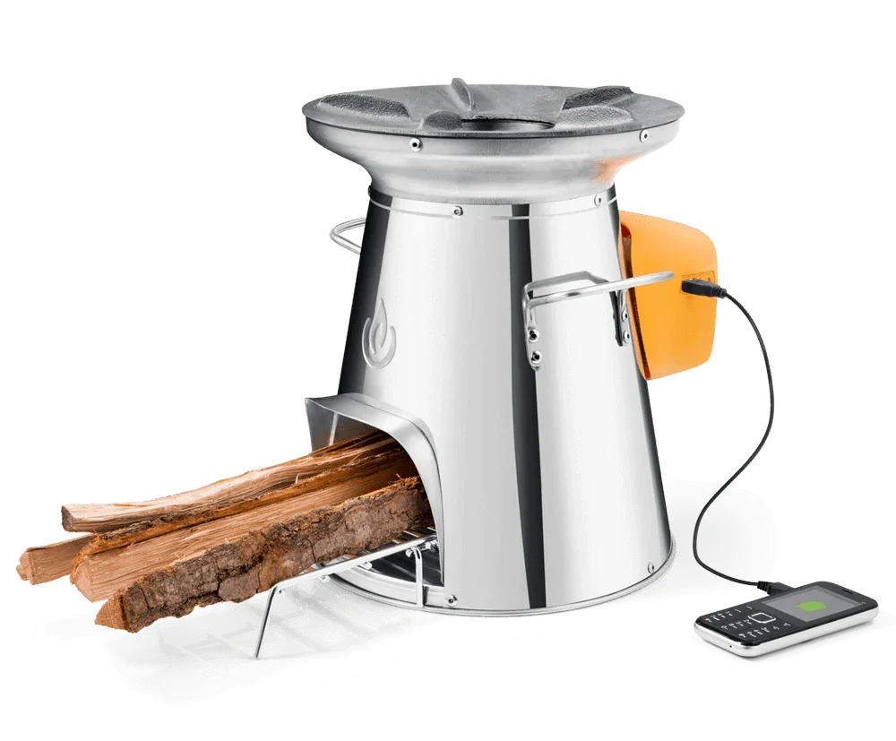 BioLite CampStove and HomeStove thermoelectric cookstoves, associated with inventor Alec Drummond