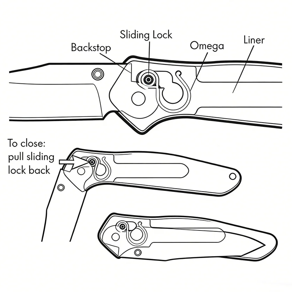 Tri-Ad Lock folding-knife mechanism, associated with inventor Andrew Demko