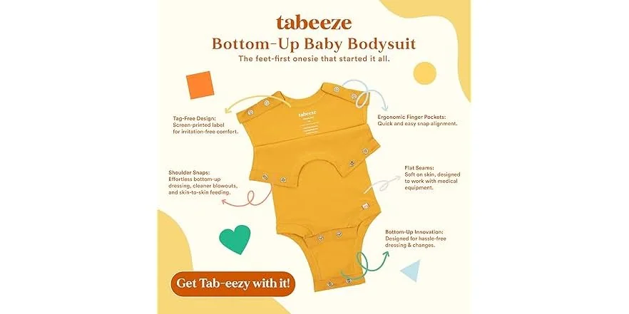 Tabeeze Bottom-Up Baby Bodysuit, associated with inventor Carrie Shaltz Haslup