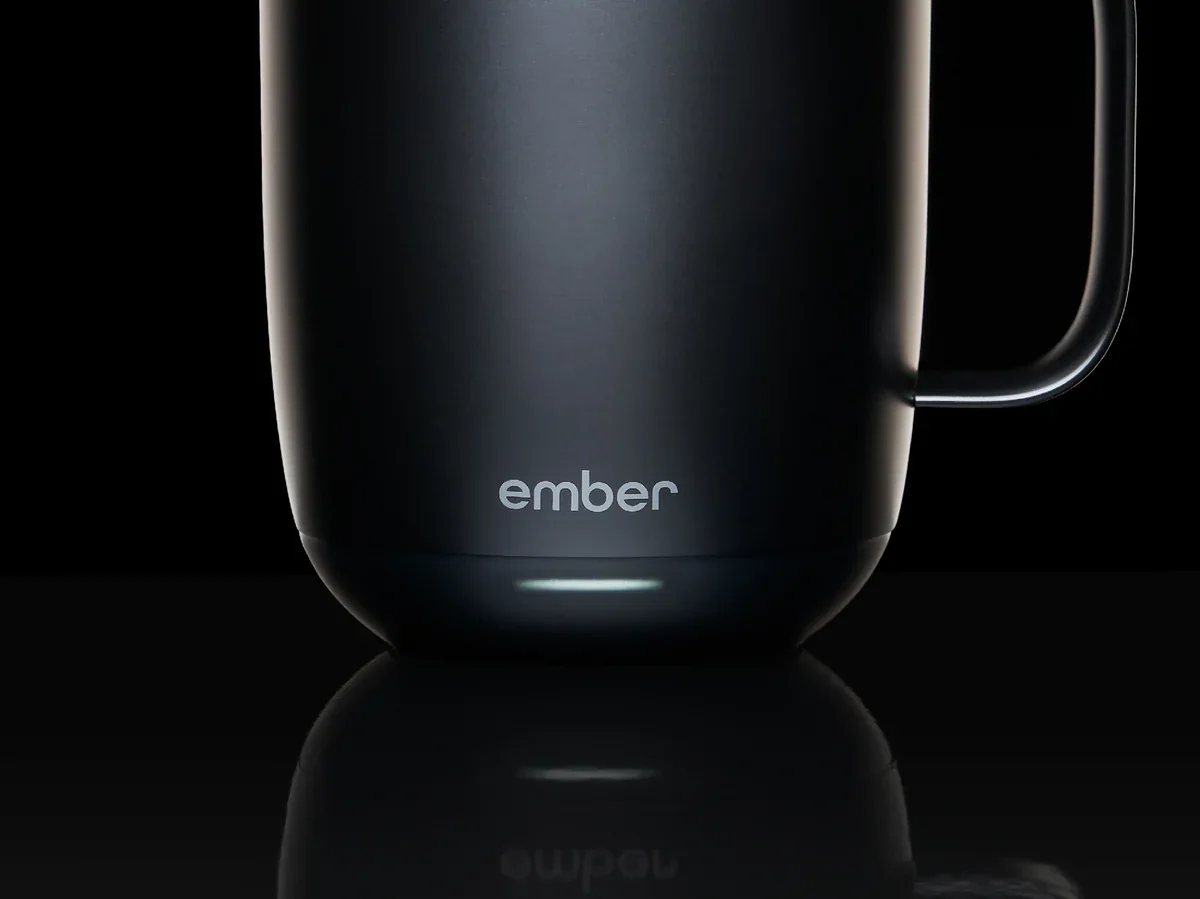 Ember temperature-control mug, associated with inventor Clay Alexander