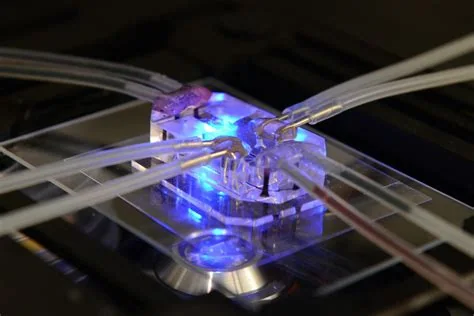 Human lung-on-a-chip microfluidic device, associated with inventor Donald E. Ingber