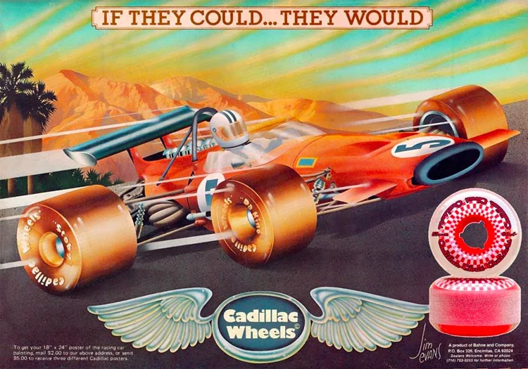 Cadillac urethane skateboard wheels, associated with inventor Frank Nasworthy