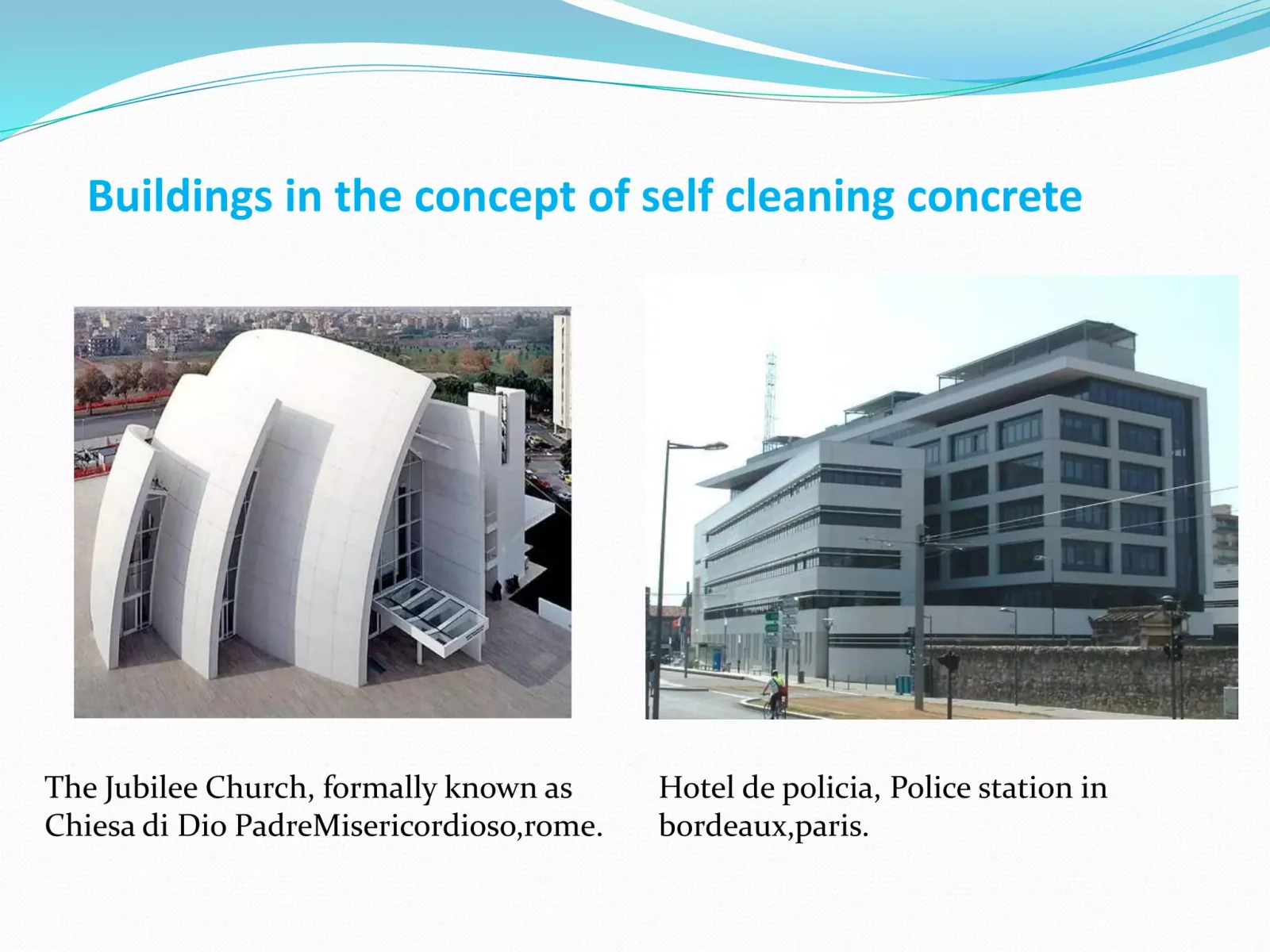 Self-cleaning concrete, associated with inventor Gian Luca Guerrini