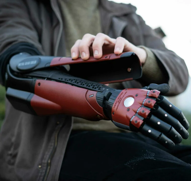 Hero Arm multi-grip bionic prosthetic arm, associated with inventor Joel Gibbard