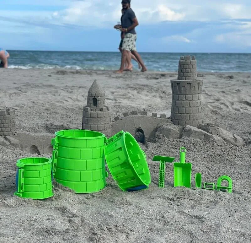 Create A Castle stackable sandcastle molds, associated with inventor Kevin Lane