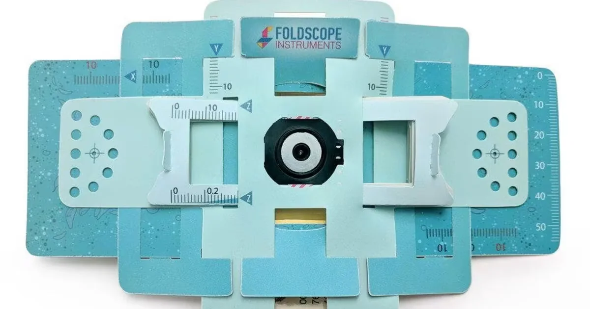 Foldscope paper microscope, associated with inventor Manu Prakash