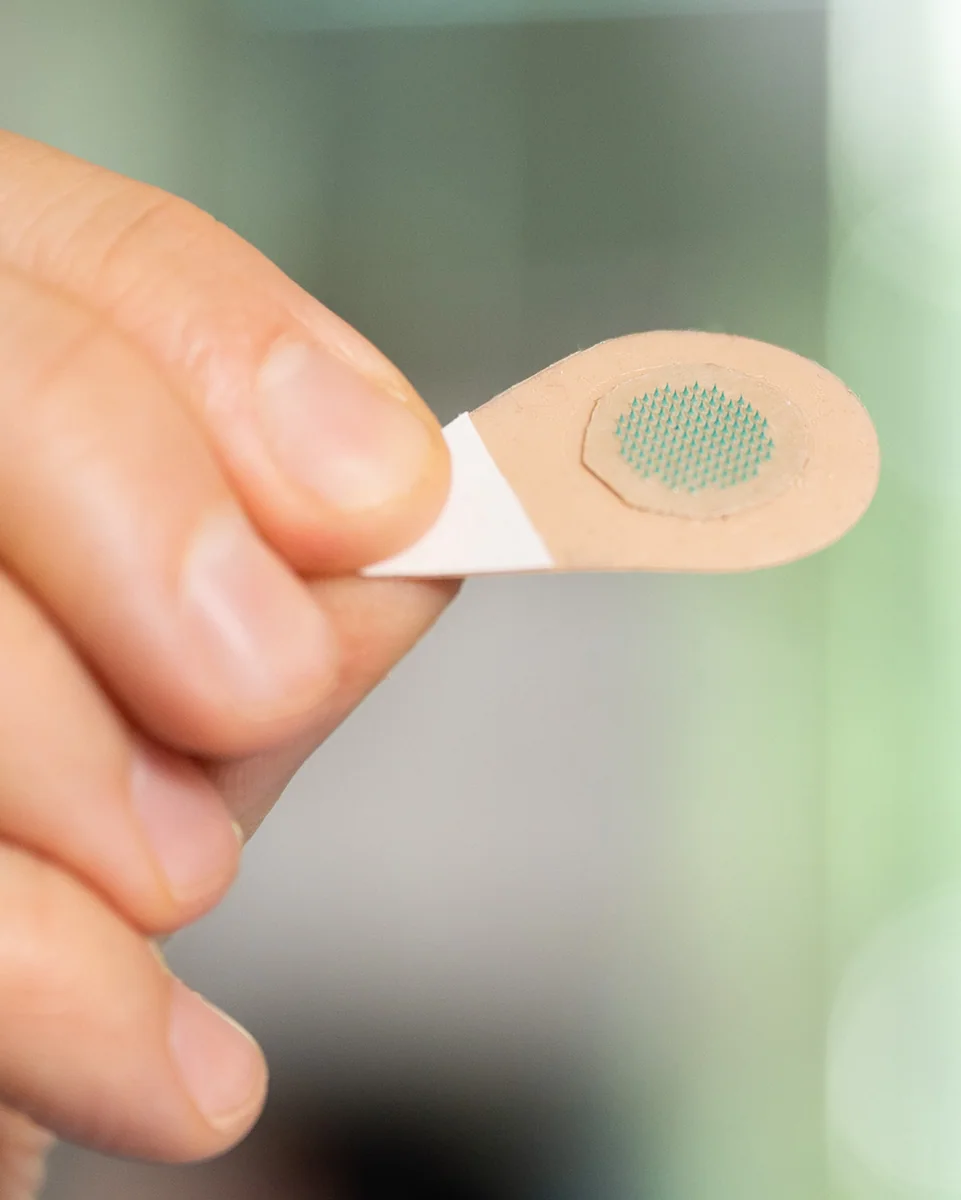 Dissolving microneedle drug-and-vaccine patch, associated with inventor Mark R. Prausnitz