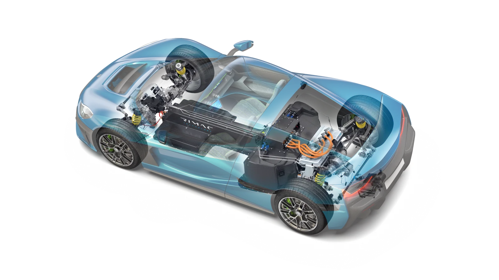 Rimac Concept_One electric hypercar powertrain, associated with inventor Mate Rimac