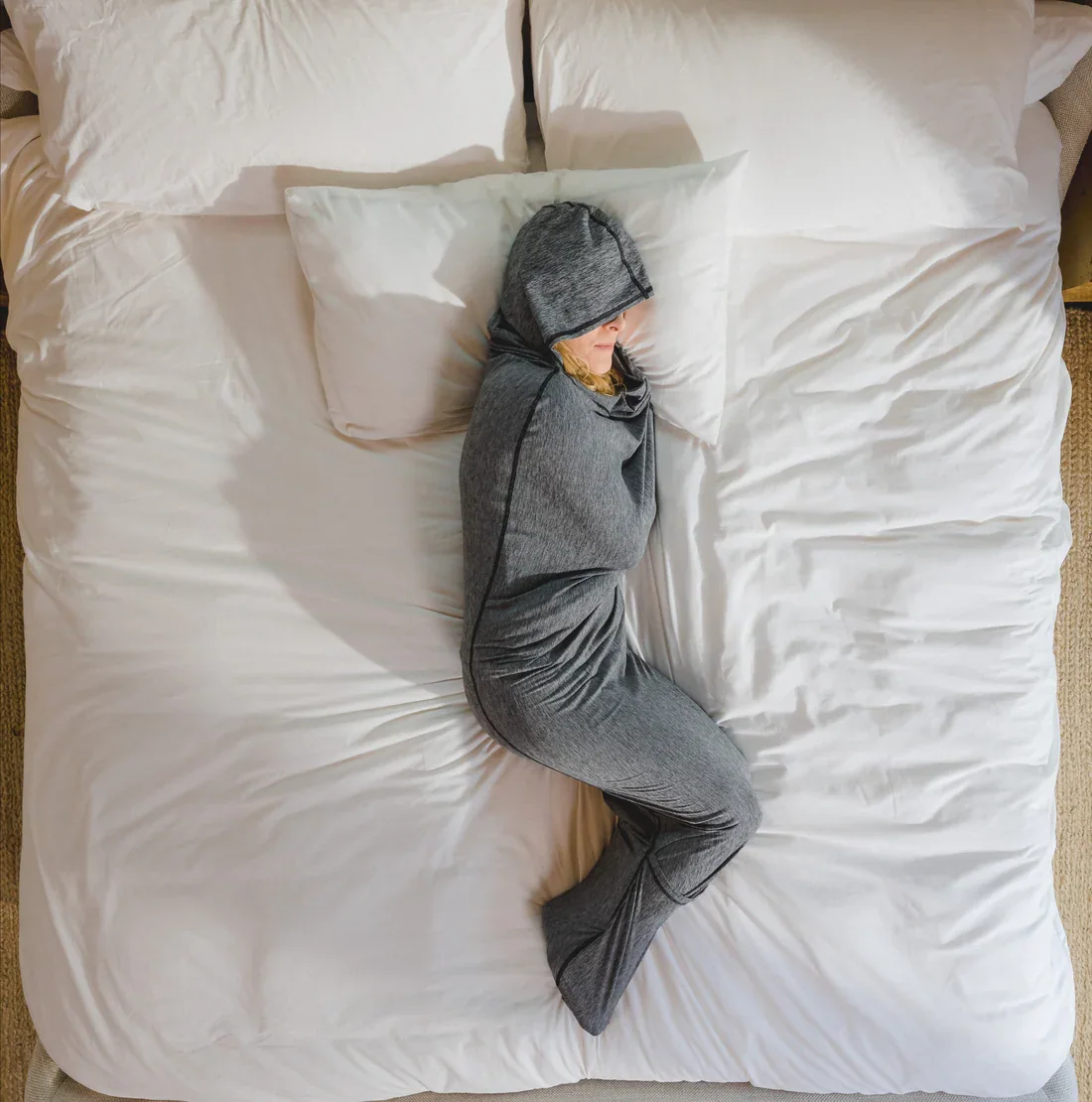 Hug Sleep Pod adult compression swaddle, associated with inventor Matt Mundt