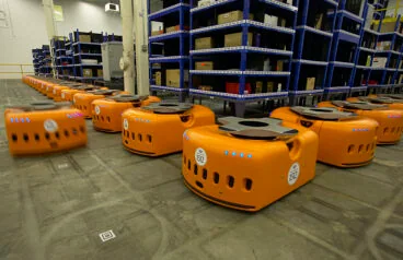Kiva autonomous mobile rack-handling robots, associated with inventor Raffaello D’Andrea