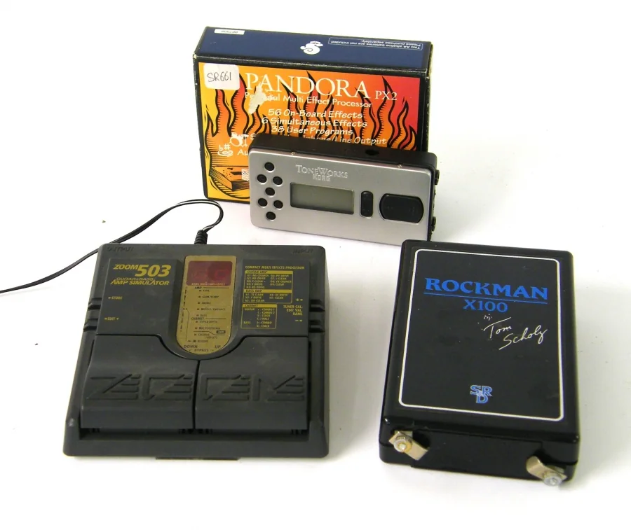 Rockman X100 headphone guitar amplifier, associated with inventor Tom Scholz
