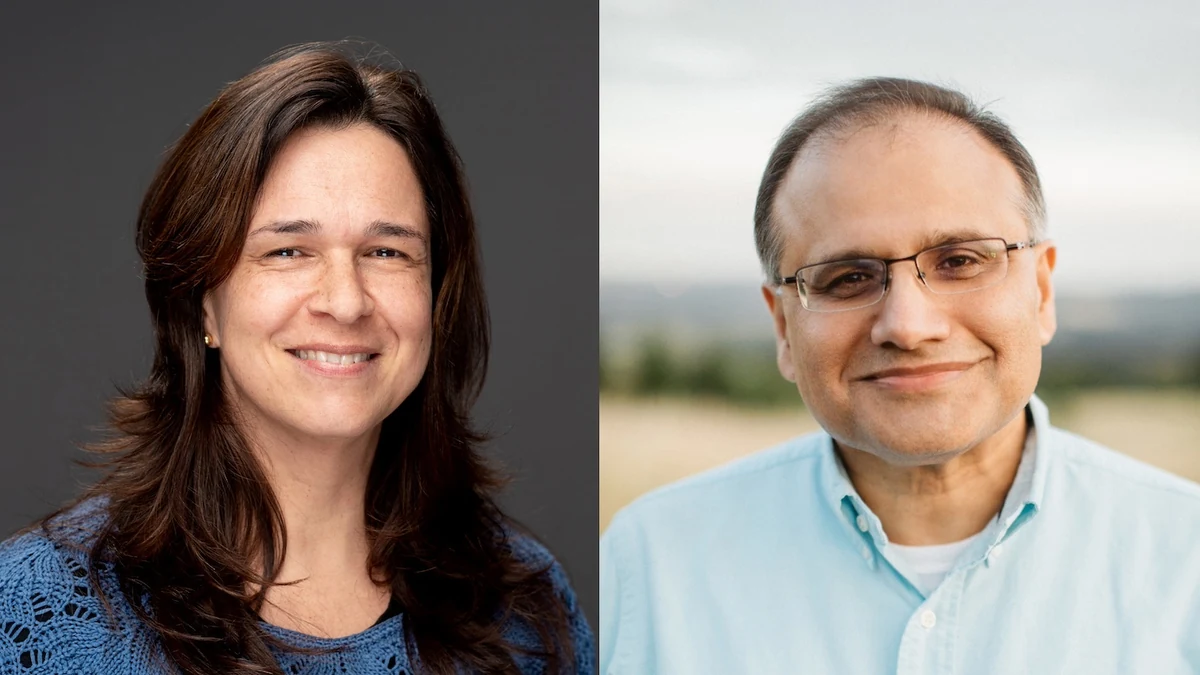 Ana Claudia Arias, left, and Tahir Ghani, right