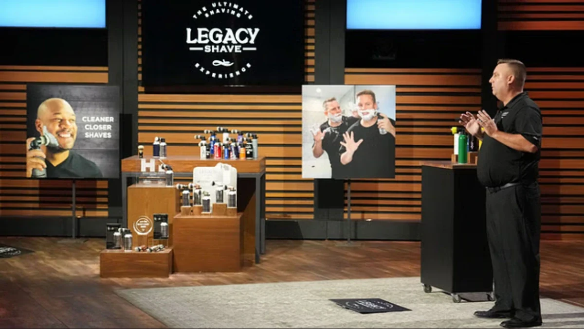 Mike Gutow presenting Legacy Shave on Shark Tank