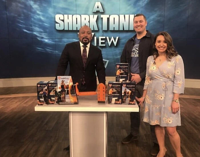 Zachary Brown demonstrating the Moki Doorstep on Shark Tank